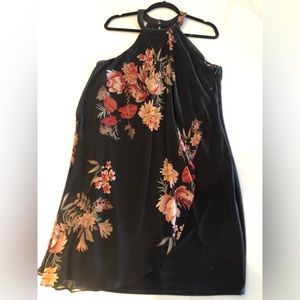 Le Chateau dress, elegant and chique, black dress with sheer floral overlay